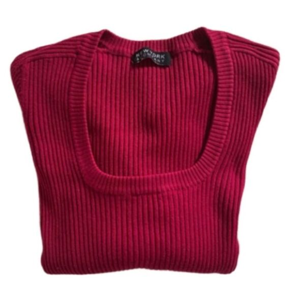 New York & Co Raspberry Ribbed Knit Sweater Size Medium Large - Picture 4 of 6